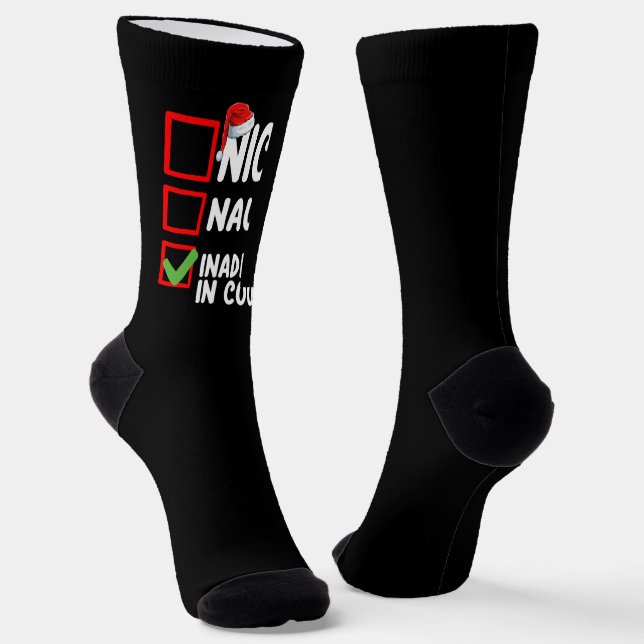 Nice Naughty Inadmissible In Court Christmas List  Socks (Angled)