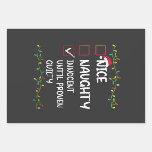 Nice Naughty Innocent Until Proven Guilty Xmas Wrapping Paper Sheets
