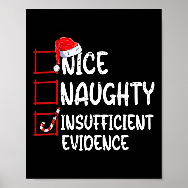 Nice Naughty Insufficient Evidence Christmas List  Poster (Front)