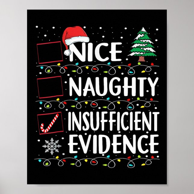 Nice Naughty Insufficient Evidence Christmas Santa Poster (Front)