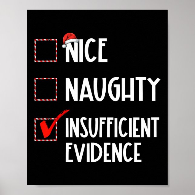 Nice Naughty Insufficient Evidence Christmas Santa Poster (Front)