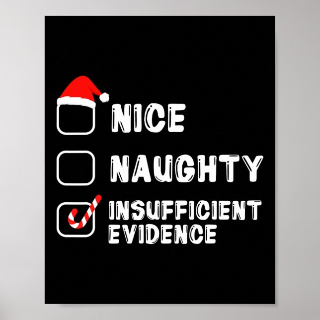 Nice Naughty Insufficient Evidence Christmas Santa Poster (Front)