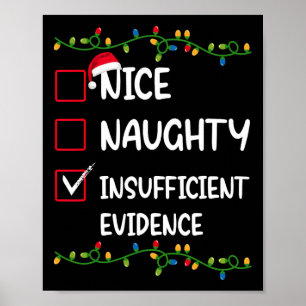 Nice Naughty Insufficient Evidence Santa Christmas Poster