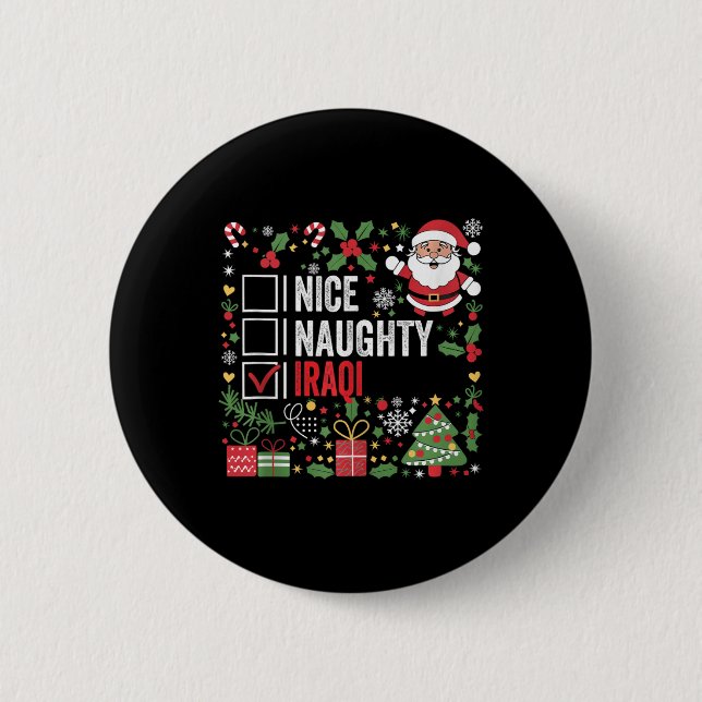Nice Naughty Iraqi Christmas Santa Claus Iraq  Button (Front)