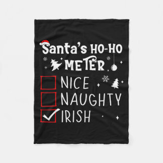 Nice Naughty Irish Christmas List Santa Claus Iris Fleece Blanket