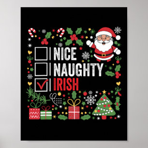Nice Naughty Irish Christmas Santa Claus Ireland  Poster