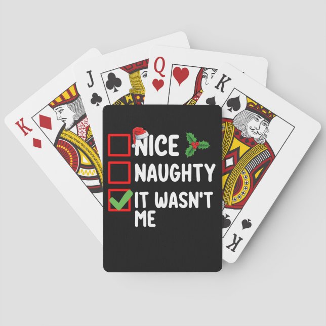 Nice Naughty It Wasn't Me Christmas List Family Poker Cards (Back)
