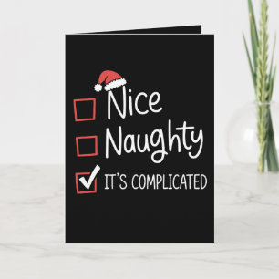 Nice Naughty It's Complicated Christmas List Santa Holiday Card