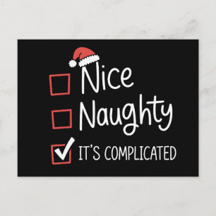 Nice Naughty It's Complicated Christmas List Santa Holiday Postcard
