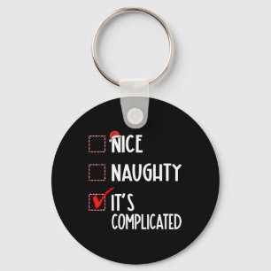 Nice Naughty It's Complicated Christmas List Santa Keychain