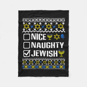 Nice Naughty Jewish Hanukkah Chanukah Jewish Sweat Fleece Blanket