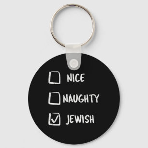 Nice Naughty Jewish Hanukkah Gift Christmas Keychain
