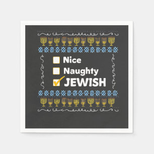 Nice Naughty Jewish Hanukkah Ugly Sweater Napkins