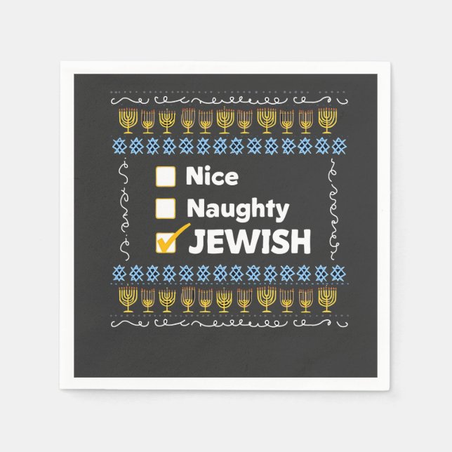 Nice Naughty Jewish Hanukkah Ugly Sweater Napkins (Front)