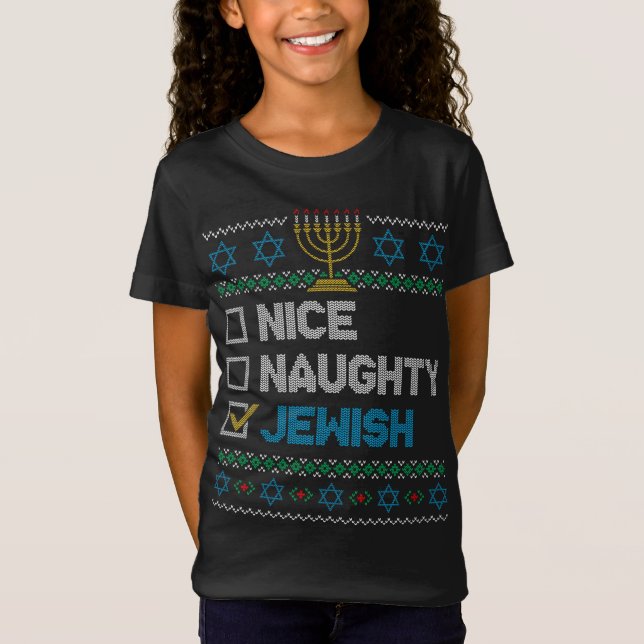 Nice Naughty Jewish Ugly Christmas Sweater Funny H (Front)