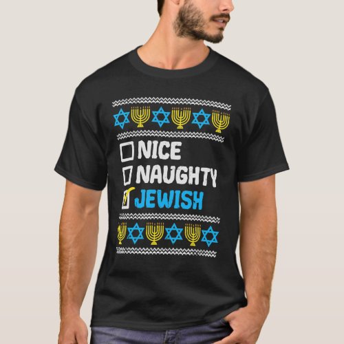 Nice Naughty Jewish Ugly Hanukkah Sweater Chanukah