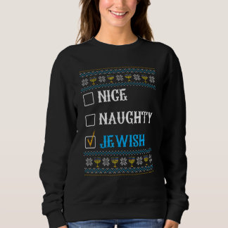 Nice Naughty Jewish Ugly Hanukkah Sweater Chanukah