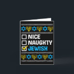 Nice Naughty Jewish Ugly Hanukkah Sweater Chanukah Card<br><div class="desc">Nice Naughty Jewish Ugly Hanukkah Sweater Chanukah Jew Gift Short Sleeve</div>