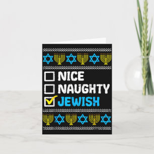 Nice Naughty Jewish Ugly Hanukkah Sweater Chanukah Card