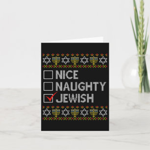 Nice Naughty Jewish Ugly Hanukkah Sweater Funny Ch Card