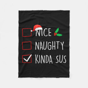 Nice Naughty Kinda Sus Christmas Family Matching Fleece Blanket