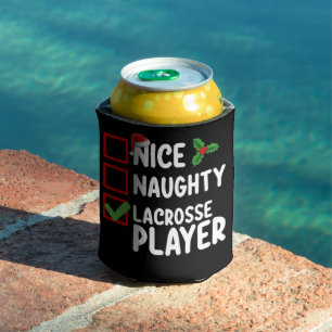 Nice Naughty Lacrosse Player Christmas List Can Cooler