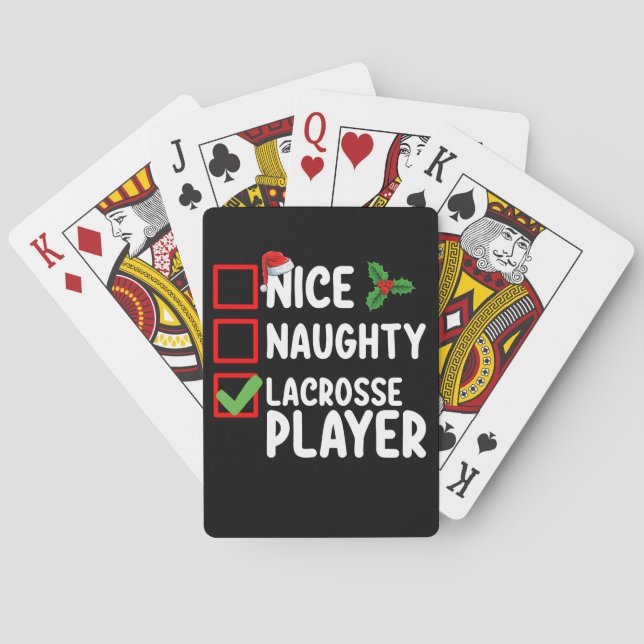 Nice Naughty Lacrosse Player Christmas List Poker Cards (Back)