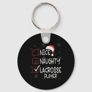 Nice Naughty Lacrosse Player List Christmas Santa Keychain
