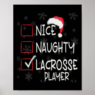 Nice Naughty Lacrosse Player List Christmas Santa Poster