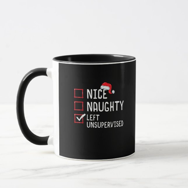 Nice Naughty Left Unsupervised Christmas List  Mug (Left)