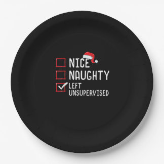 Nice Naughty Left Unsupervised Christmas List   Paper Plates