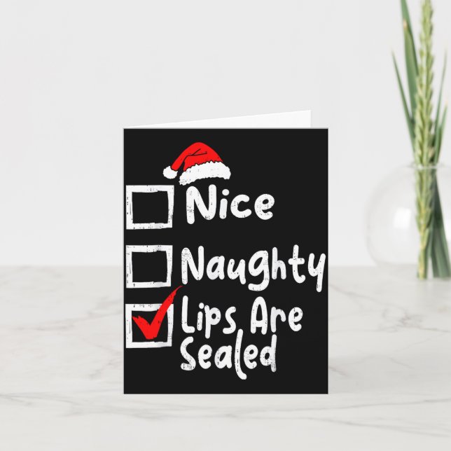 Nice Naughty Lips Funny Christmas List Family Matc Card (Front)