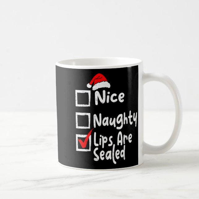 Nice Naughty Lips Funny Christmas List Family Matc Coffee Mug (Right)