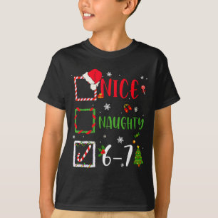 Nice Naughty List 67 Christmas Brainrot Funny 6-7 T-Shirt