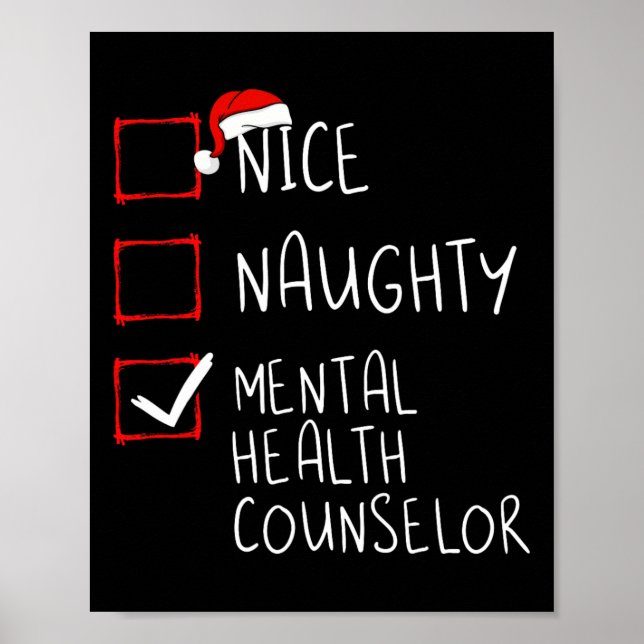 Nice Naughty Mental Health Counselor Christmas San Poster (Front)