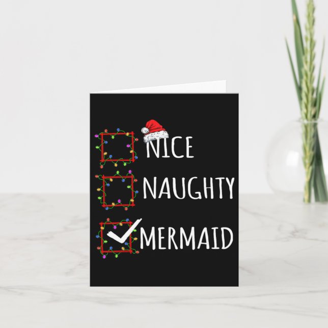 Nice Naughty Mermaid Christmas List Santa Claus Fu Card (Front)