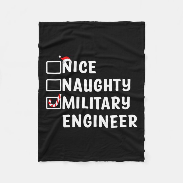 Nice Naughty Military Engineer Funny Christmas Eng Fleece Blanket (Front)
