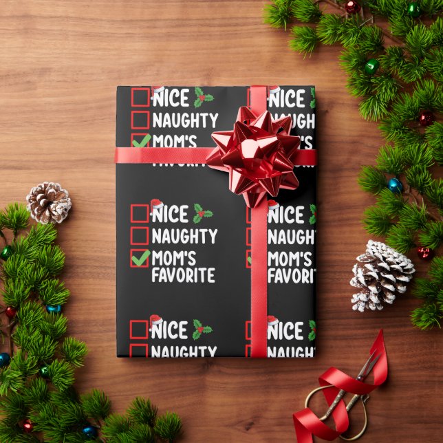 Nice Naughty Mom's Favorite Christmas List Family Wrapping Paper (Holiday Gift)