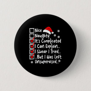 Nice Naughty Multi Checklist Funny Christmas List Button