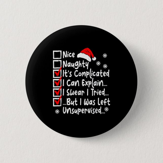 Nice Naughty Multi Checklist Funny Christmas List  Button (Front)