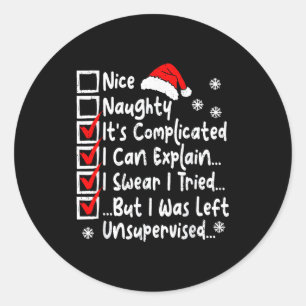 Nice Naughty Multi Checklist Funny Christmas List Classic Round Sticker