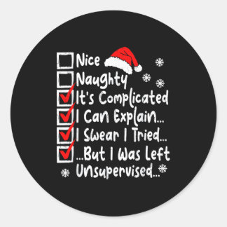 Nice Naughty Multi Checklist Funny Christmas List Classic Round Sticker