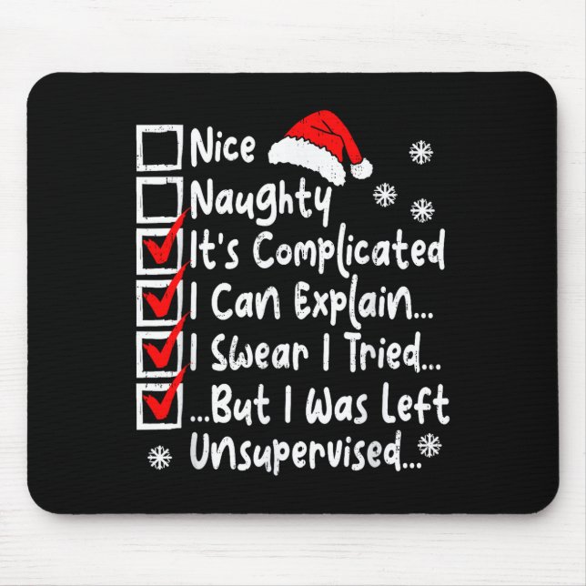 Nice Naughty Multi Checklist Funny Christmas List  Mouse Pad (Front)