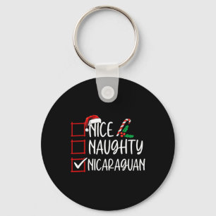 Nice Naughty Nicaraguan Christmas List Santa Claus Keychain