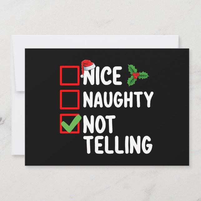 Nice Naughty Not Telling Christmas List Holiday Invitation (Front)