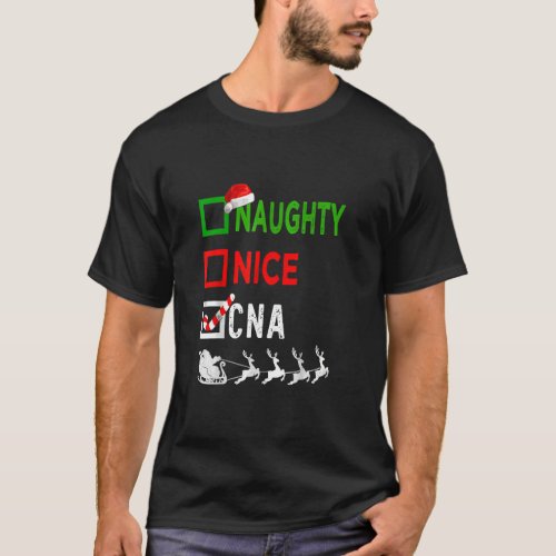 Nice Naughty Nurse CNA Nurse Santa Hat Christmas L T_Shirt