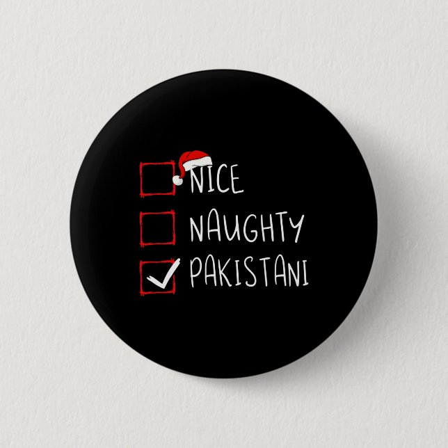Nice Naughty Pakistani Christmas Pakistan Heritage Button (Front)