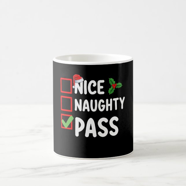 Nice Naughty Pass Christmas List Family Holiday Coffee Mug (Center)