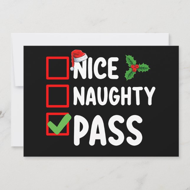 Nice Naughty Pass Christmas List Family Holiday Invitation (Front)