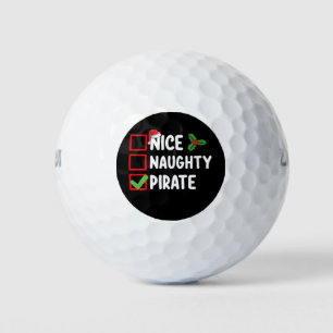 Nice Naughty Pirate Family Matching Christmas List Golf Balls